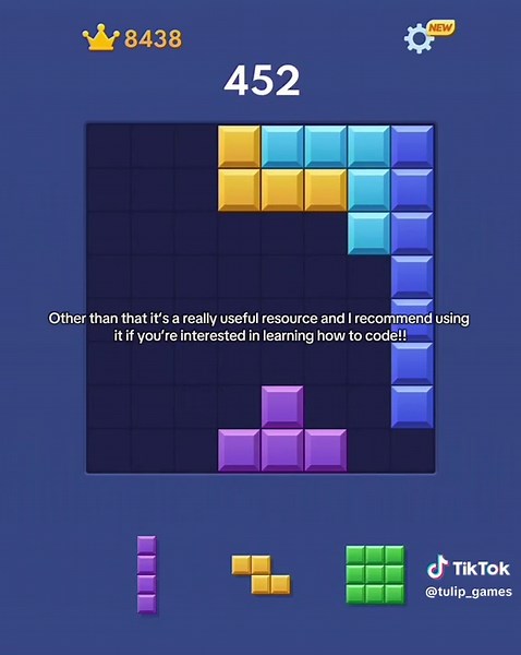 Replying to @will Here you go 💗💗 #blockblast #yap #fyp #coding #codingtiktok #codingforbeginners #freecodecamporg