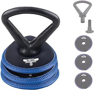 Hyperwear SoftBell Adjustable Kettlebell Set - Soft, Vinyl-Coated Weight Plates with Rubber Base - Versatile Home Gym Equipment - Compatible with SoftBell Barbell & Dumbbell