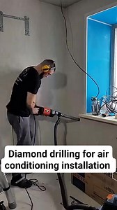 Diamond drilling for air conditioning installation.. | Kondicikner siberia