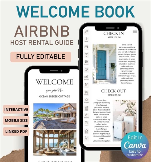 Airbnb Welcome Book Template Canva, Personalized Guest Book Edit Yourself - Etsy