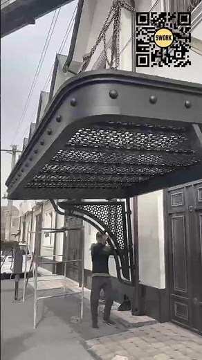 Heavy Steel Canopy Installation Process #9work #youtubeshorts