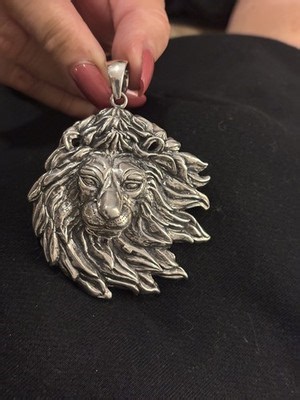 Sterling Silver Lion handmade remarkably detailed pendant 50.8 Grams | eBay