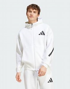 adidas Originals Z.N.E. premium full-zip hooded track jacket in white  | ASOS