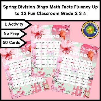 Spring Division Bingo Math Fact Game Logic Puzzles Mental Review Number Sense