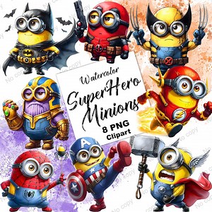 Superhero Minions Clipart, Minions Clipart Bundle, Superhero PNG, Minions Sublimaiton Files, Minions PNG Files - Etsy