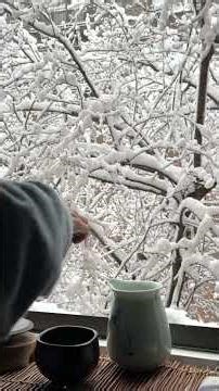 Winter wonderland sip. ❄️ Steam & snow intertwine, leaving only stillness. Catch the calm. #shorts