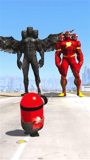 Random Superheroes VS Giant Black panther & Flash Venom#gtav #shorts #gta