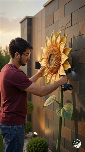 Giant Sunflower Wall Lamp | Luxury DIY Home Decor #shorts
