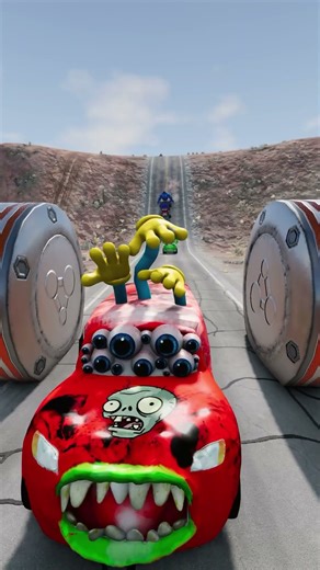 Monster Cars vs Bollards 😱 | Doc Hudson Gets Crushed | BeamNG Drive #beamngdrive #shorts