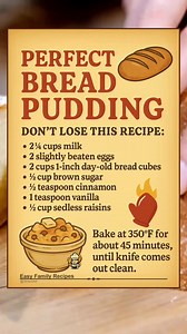 236K views · 2.6K reactions |  I’ve been making this Bread Pudding for years, and it never fails. Golden on top, soft inside, and spiced just right—it’s the kind of dessert that makes the whole house smell heavenly.  Save this one, dear, it’s a true classic. #HomemadeGoodness #ComfortFood #FBLifeStyle | Easy Family Recipes | Facebook