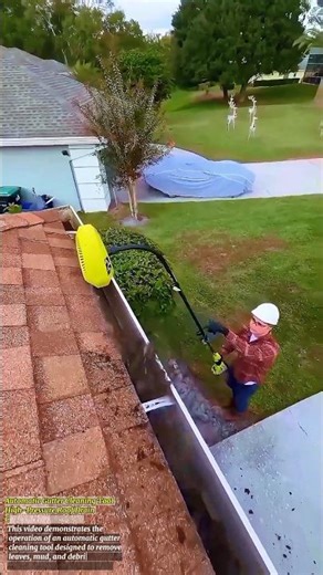 Automatic Gutter Cleaning Tool | High-Pressure Roof Drain Cleaner Demonstration