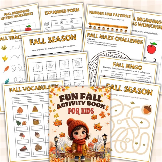 100  Fall Kids Activities, Fall Printable Activity, Activity Sheets Bundle, Coloring Pages, Word Search, Word Find, Games, Digital Download - Etsy