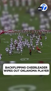 57K views · 276 reactions | Ouch! A cheerleader performing a series of back handsprings collided with a player as the college football team ran out of a tunnel ahead of a game in Alabama. | ABC7 | Facebook