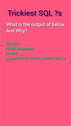 Trickiest SQL Questions - 1 - NULL #SQL #trick #tricks #null