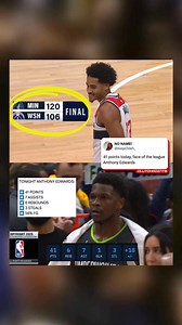 15K views · 145 reactions | Anthony Edwards' 40-piece lifts the Timberwolves to the win over the Wizards in the nation's capital  41 points (20 in 4th quarter) 6 rebounds 7 assists 3 steals 14-of-25 FG 5-of-11 3PT 8-of-8 FT Minnesota has won 4 of their last 5 games. | Timberwolves Nation | Facebook