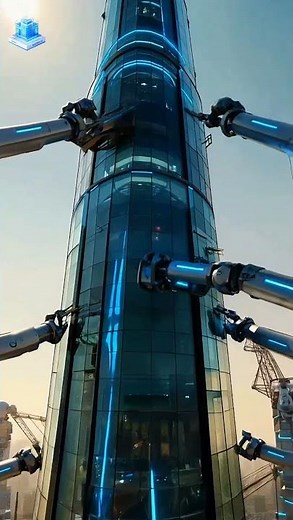 Futuristic Glass Tower Built by Robots 🤖✨ | AI Time-Lapse
