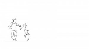 animated school children enjoy school life continuous one line drawing
