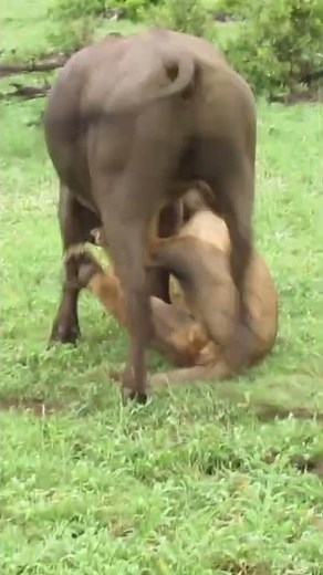 Can this Male Lion take down this Buffalo ALONE?