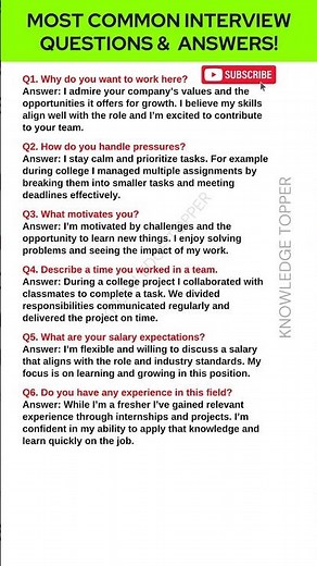 6 Most Common Job Interview Questions and Answers