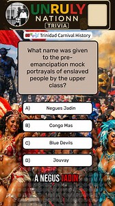 🇹🇹🎭🎶 Trivia Time – Trinidad Carnival History (Part 2) Before emancipation, the upper classes often mocked enslaved Africans by dressing as “Negues Jadin”, a cruel parody that later flipped into powerful self-expression after 1838, when formerly enslaved people became the storytellers of mas. The 1783 Cedula of Population transformed Trinidad forever, bringing French-speaking planters, Free Coloureds and Africans from across the French Caribbean. That cultural mixture laid the foundation for 