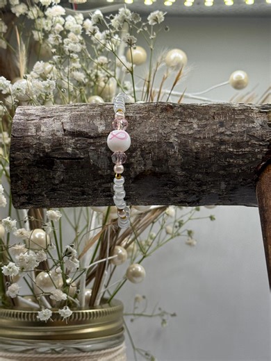Pink Ribbon Beaded Bracelet • Awareness Jewelry • Handmade Crystal Bracelet - Etsy