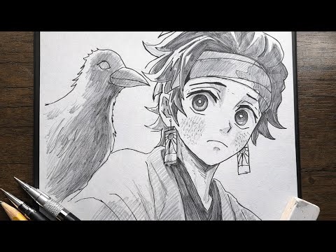 Easy anime drawings | how to draw Tanjiro - [Demon Slayer] | drawing step by step for beginners