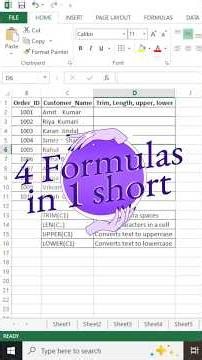 Excel 4 Formulas in 1 short 🔥🔥💯💯 #ytshorts #shorts #excel #tips #tutorial #exceltricks #exceltips