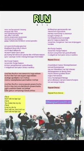 BTS Run BTS 😍 Full song lyrics in English 💜