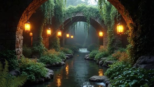 Garden, Waterfall, Pond. Free Stock Video