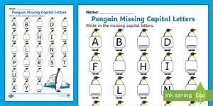 Penguin Missing Capital Letters Worksheet