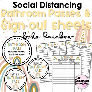 Boho Rainbow Bathroom Passes and Sign Out Sheets | Social Distancing