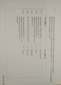 1.3 Matching Question TypesChoose a word from Column B that ma... | Filo