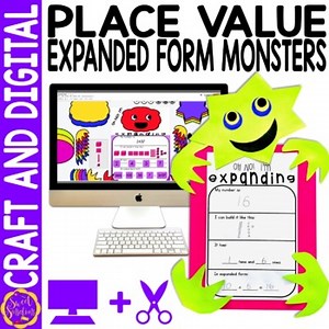 Place Value Craft and Expanded Form Google Slides | 2, 3 and 4 digit Place Value