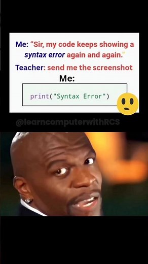 It shows syntax error again and again 🔥 #coding #funny #shorts #memes ‪@LearnComputerWithRCS‬