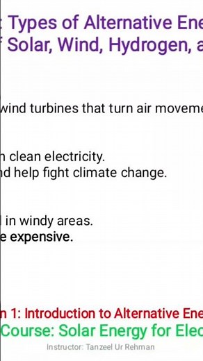 Lecture 1.4 Types of Alternative Energy for EVs – Overview of Solar, Wind, Hydrogen, and Biofuels