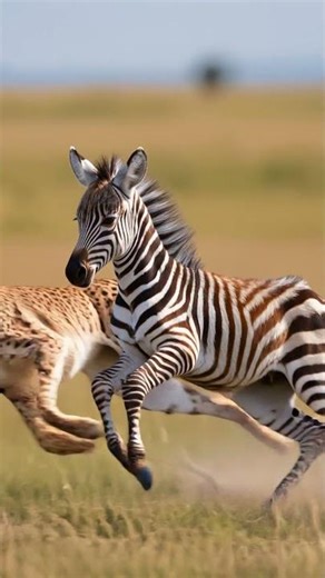 Cheetah & Zebra Calf — A cheetah locking onto a zebra calf