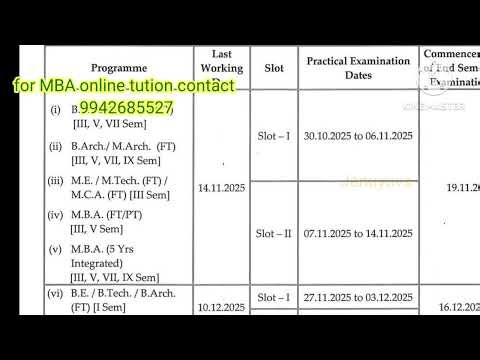 Anna university MBA 3rd sem exam date