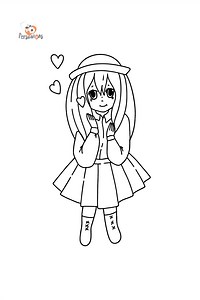 Anime girl in love coloring page ♥ Online and Print for Free!