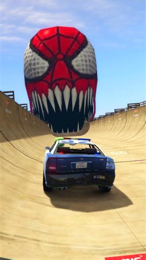 POLICE CAR on the 4-ARMED SPIDER-MAN MEGA RAMP in GTA 5! #shorts