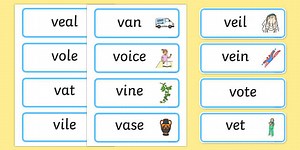Initial v Sound Word Cards
