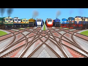 🔟 Trains Crossing On 3D Realstic Curved Branched Railroad Tracks | railway crossing game 3d