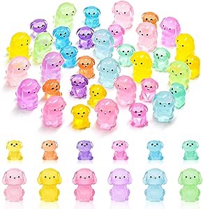 HOMICO 36 Pieces Mini Dog Figurines Luminous Tini Resin Animals for Dog Birthday Decoration Cake Topper Mini Animals for Dollhouse Fairy Garden Micro Landscape
