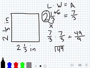 How to find area of squares with mixed numbers