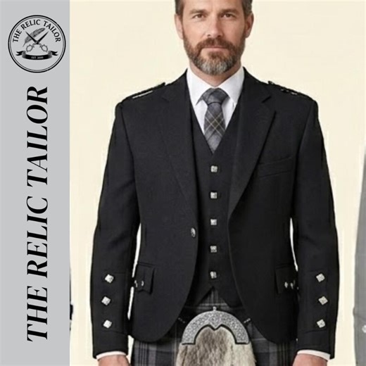 Handmade Men’s Black Argyll Kilt Jacket and Waistcoat Set - Premium Wool Highland Formal Jacket - Traditional Scottish Wedding & Event Wear - Etsy