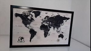 Modern Wood Push Pin World Map - Personalized World Map Canvas - Detailed Travel Map with Pins - Large World Map Print - World Map Pin Board - Custom Travel Gift