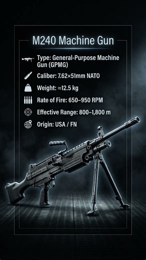 M240 Machine Gun Specs Explained #machinegun #militarypower #militarytech