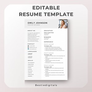 Elegant Canva Resume Template: Editable CV Design (A4 & Letter) - Etsy