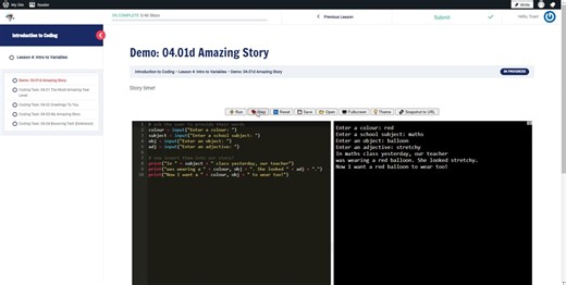Intro to Coding - 4.0. Story demo