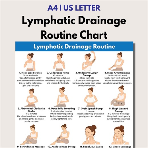 Lymphatic Drainage Chart, Lymphatic Self Massage & Detox, Gentle Circulation Exercise PDF Poster - Etsy Australia