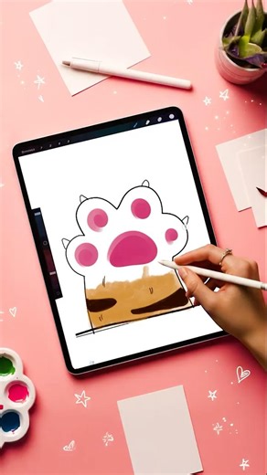 🐾 Drawing a Cute Cat Paw Satisfying Art